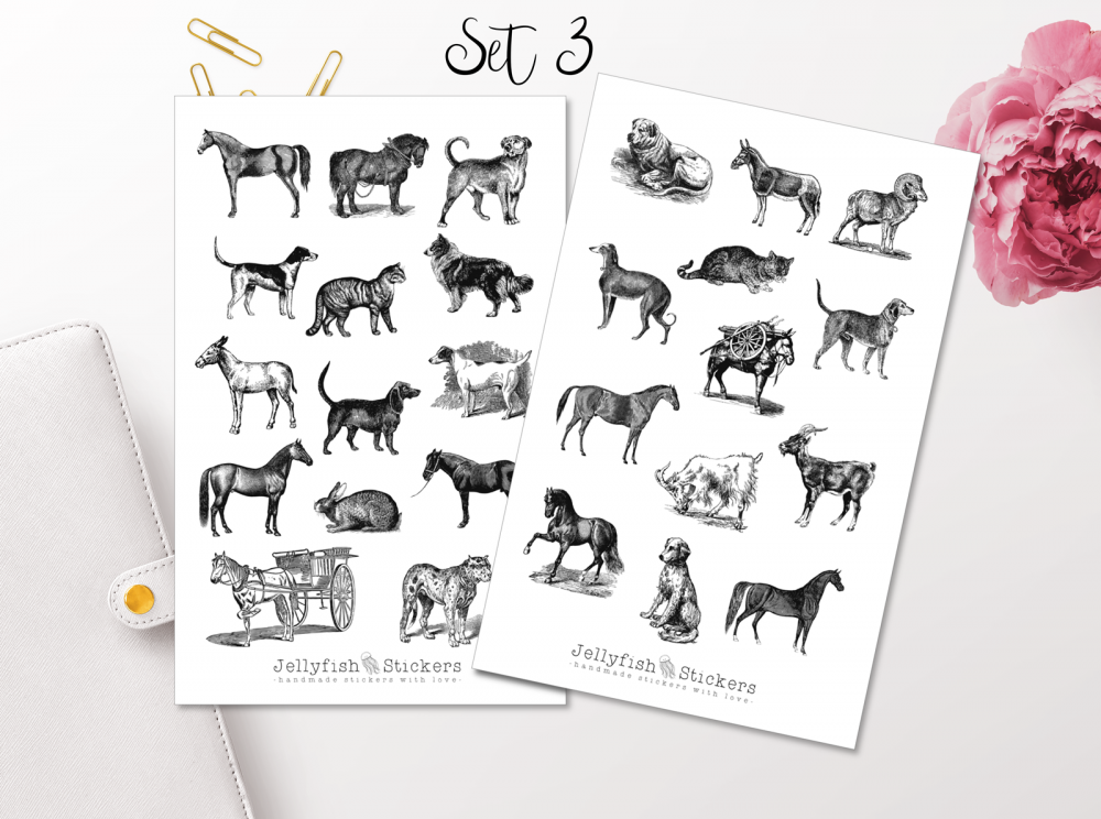 Vintage Farm Animals Sticker Set